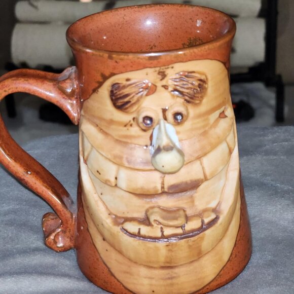 Rustic Vintage Pottery Mug with Big Mouth Face - Picture 9 of 9